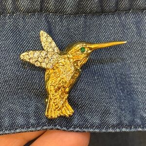 Rhinestone Hummingbird Brooch